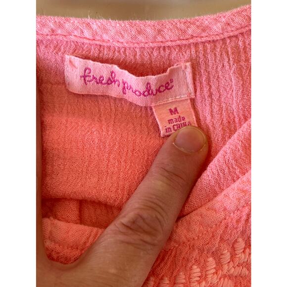 Fresh Produce Embroidered Pullover 3/4 Sleeve Tunic 100% Cotton Womens M Boho - Picture 8 of 12